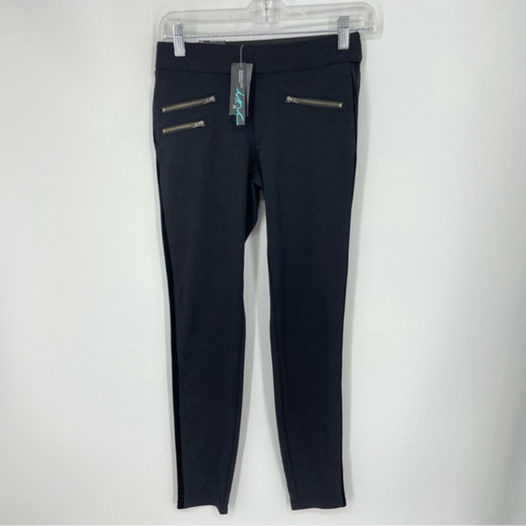 INC Velvet‎ panel Accent Tuxedo Leggings Sz 2P black - Picture 1 of 11